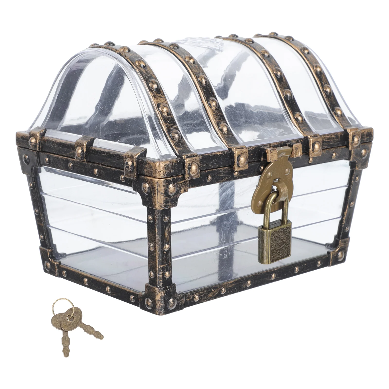 

Transparent Pirate Treasure Box with Lock and Key for Kids' Pirate Party