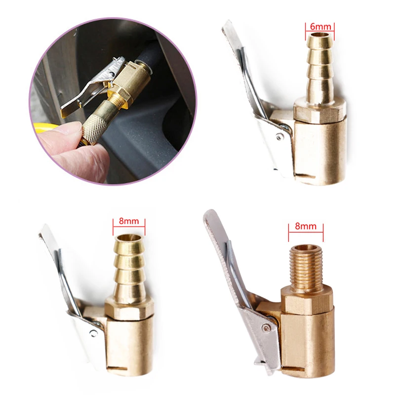New Advanced Car Tire Air Chuck Inflator Pump Valve Connector Clip on Adapter Car Brass 8mm Tyre