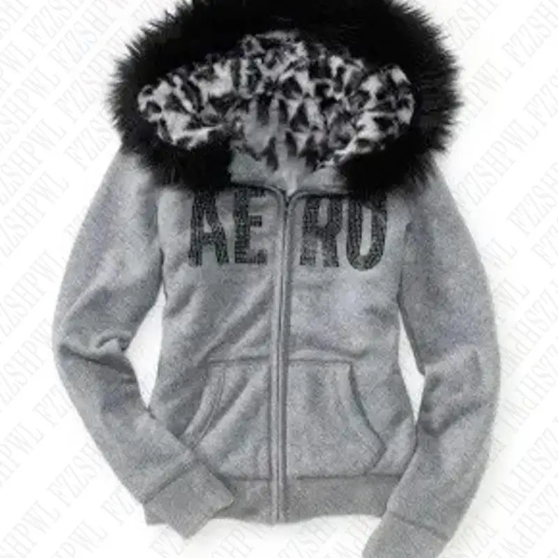 Sweat Capuche Zippé Blanc Imprimé Léopard - Taille S - Femme - Y2K Mall Goth