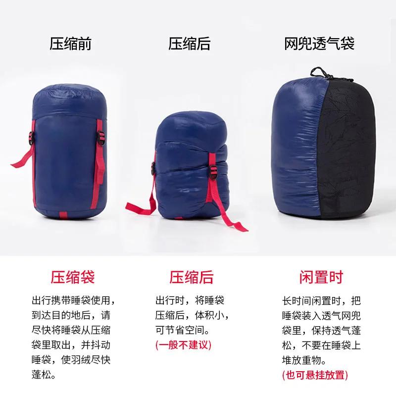 Camping Ultralight Sleeping Bag Goose/duck Down Waterproof Compression Slumber Bag Portable Travel Sundries