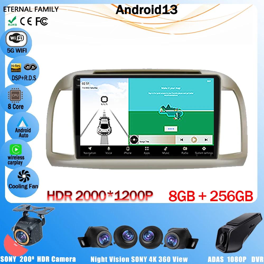 Android 13 For Nissan March 3 K12 2002 - 2010 Car Radio Multimedia Video  Player Auto Carplay 8gb 256gb Head Unit No 2din 2 Din