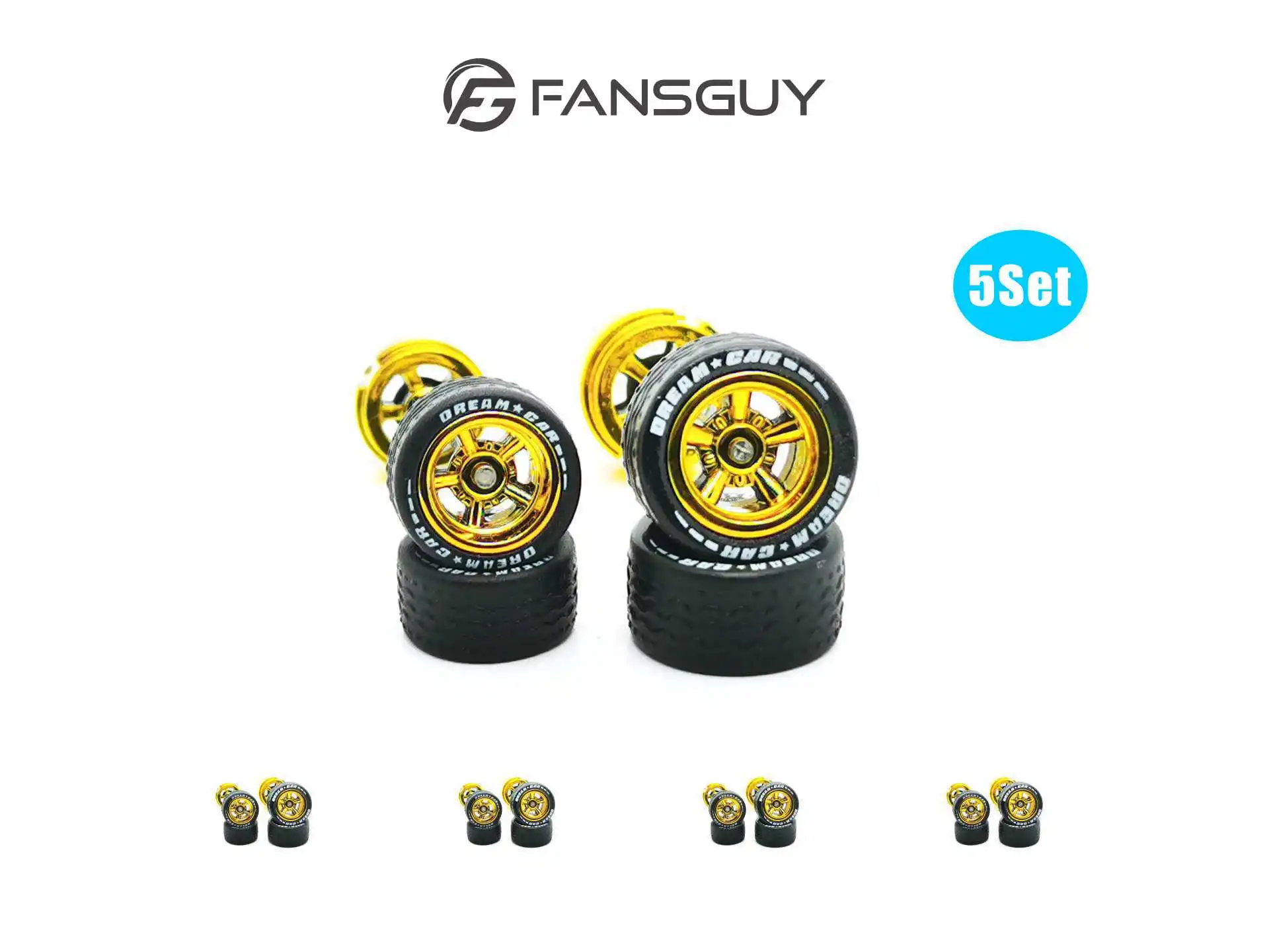 FANSGUY 1/64 합금 자동차 스태거 전면 소형 후면 대형 휠, BSC 드림카 시리즈, 핫 휠, 10.8mm + 12.8mm, 5 세트