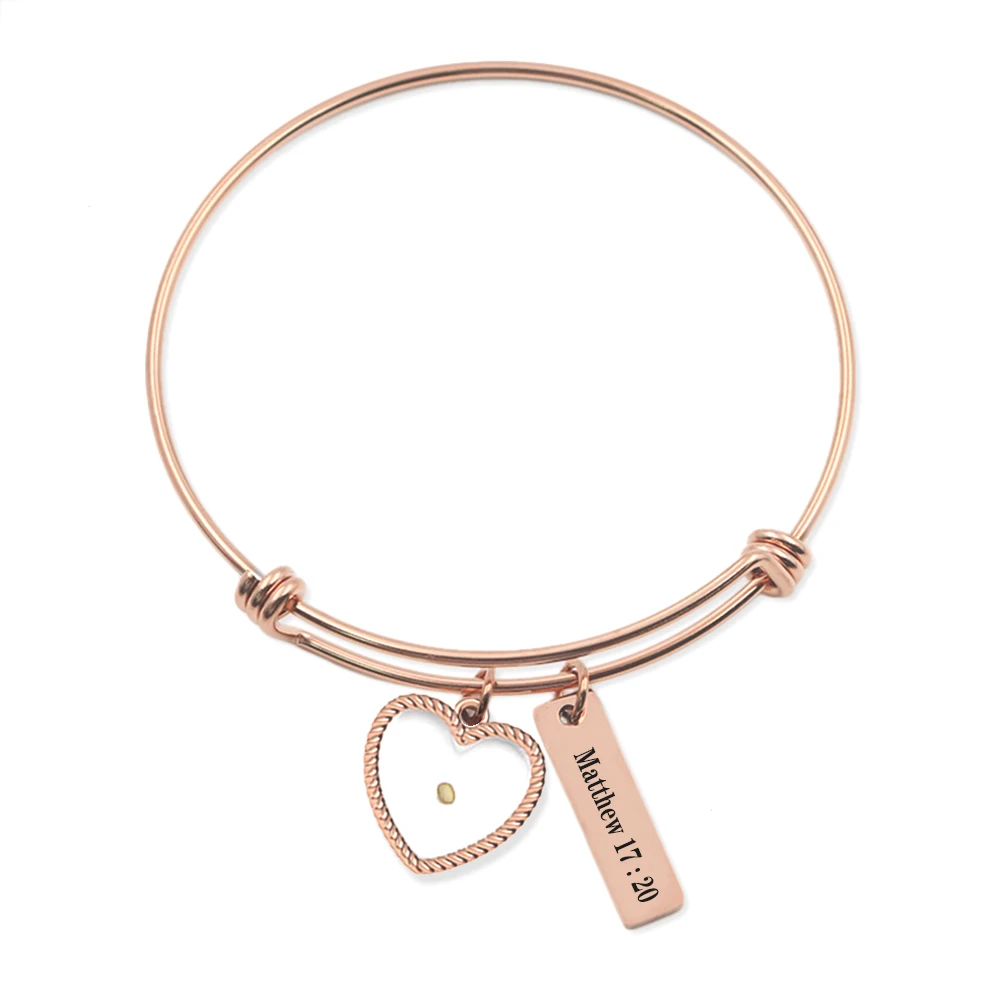 Mustard Seed Charm Bangle Accessories jewellery 8d255f28538fbae46aeae7: Heart Gold|Heart Rose Gold|Heart Silver|Round Gold|Round Rose Gold|Round Silver