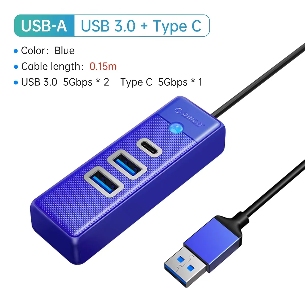 ORICO 3 in 1 5Gbps USB 3.0 Type C HUB Colorful 3 Ports High Speed Mini Splitter OTG Adapter For Desk PC Computer Accessories