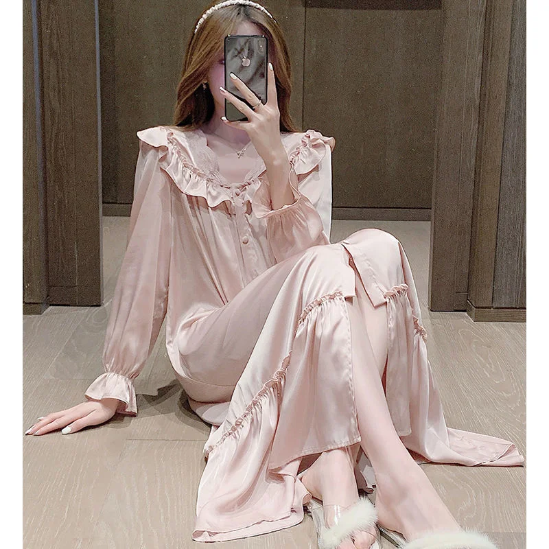 

Spring Autumn Long Sleeve Sweet Princess Thick Warm Nightgowns Women Velvet Sleepwear Night Dress Nightdress Home Clothes C184