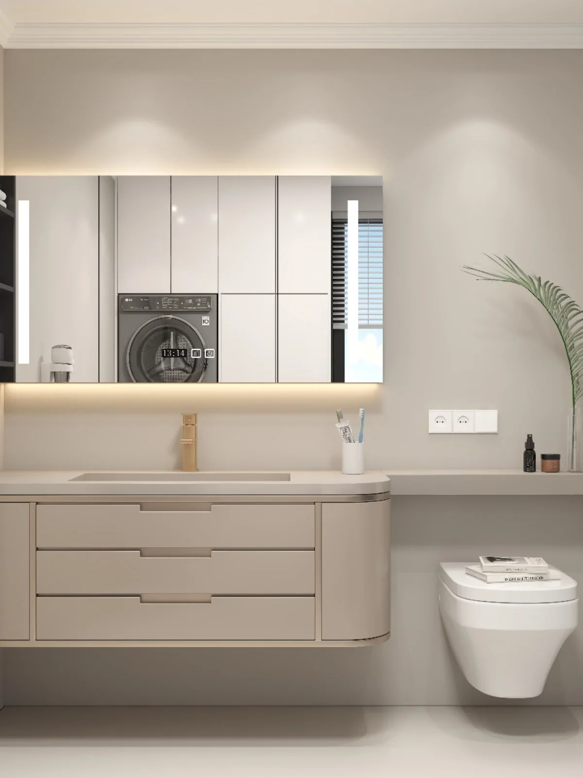 Bathroom Cabinet Combination Stone Plate Whole Washbin Modern Cream Style Bathroom Cabinet Washstand Face Washing