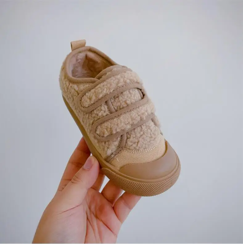 Winter 2023 New Children's Shoes Boys Thickened Warm Casual Shoes Lamb Wool Temperament Girls' Cotton Shoes Size 22-31