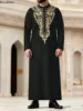 Mid East Islamic Men Clothing Muslim Fashion Abaya Long Sleeve Embroidered Loose Stand Collar Robe Ethnic Style Men Jubba Thobe