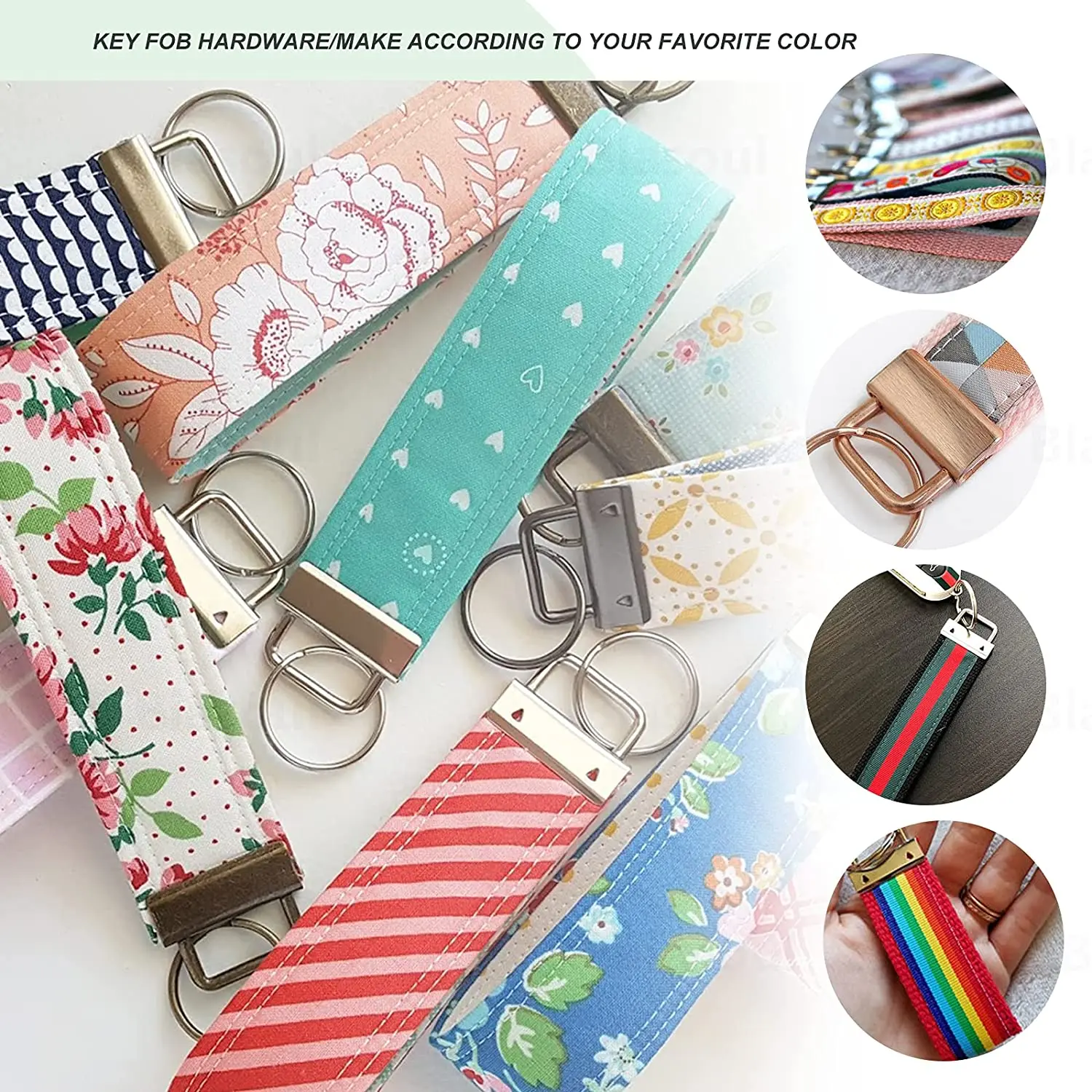 Key Fob Keychain 10Pcs 1inch Key Fob Keychain Hardware Kit DIY for Wristlet Clamp Bag Cell Phone Docorate Wallet Key Lanyard Making Install Easy