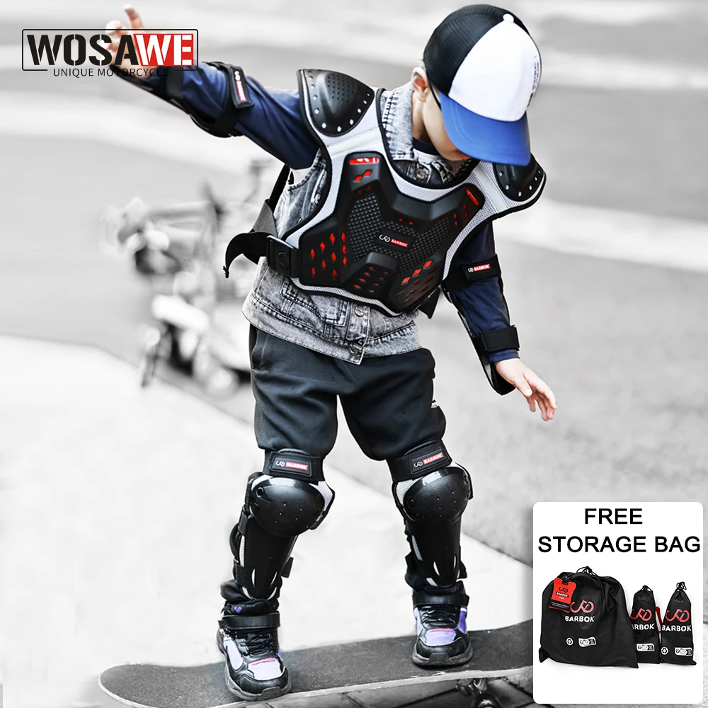 

BARBOK Child Full Body Protector Vest Armor Waistcoat Kids Motocross ATV Dirt Bike Chest Spine Protection Gear Elbow Knee Guard