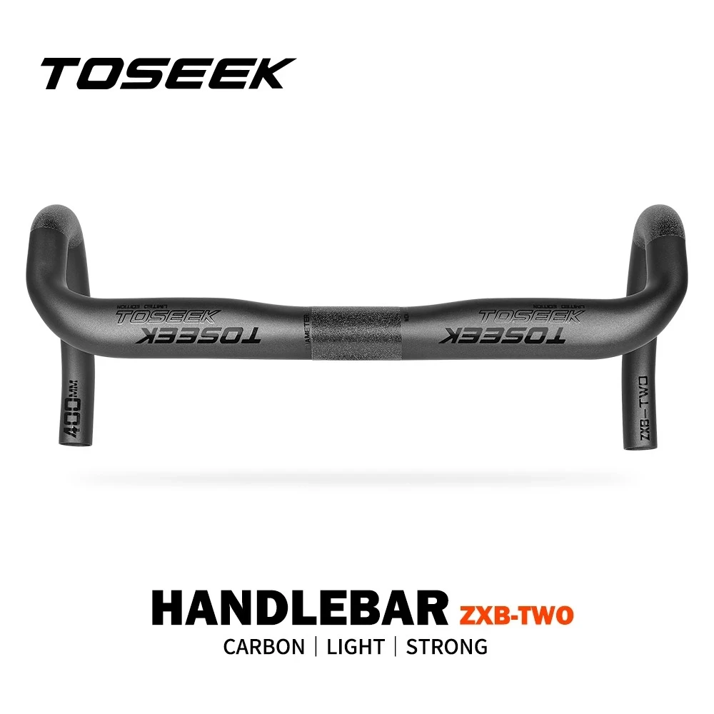 

TOSEEK ZXB-TWO Bike Road Bent Bar 380/400/420/440mm Carbon Fiber Bicycle Road Handlebar Matte Black Grey Silver