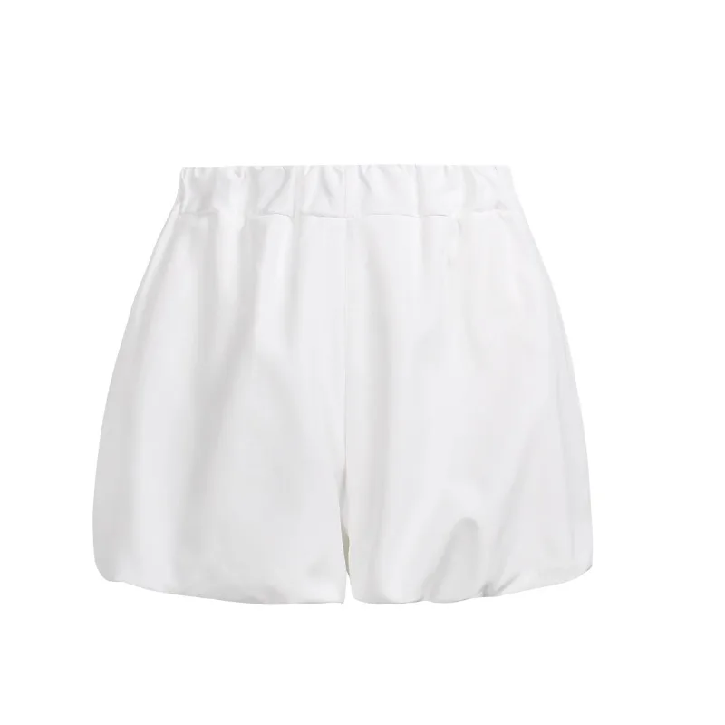 2023 Spring And Summer New Soft Comfortable Bud Leggings Shorts Women Clothing White Loose Elastic Waistband Lace-up Short Pants