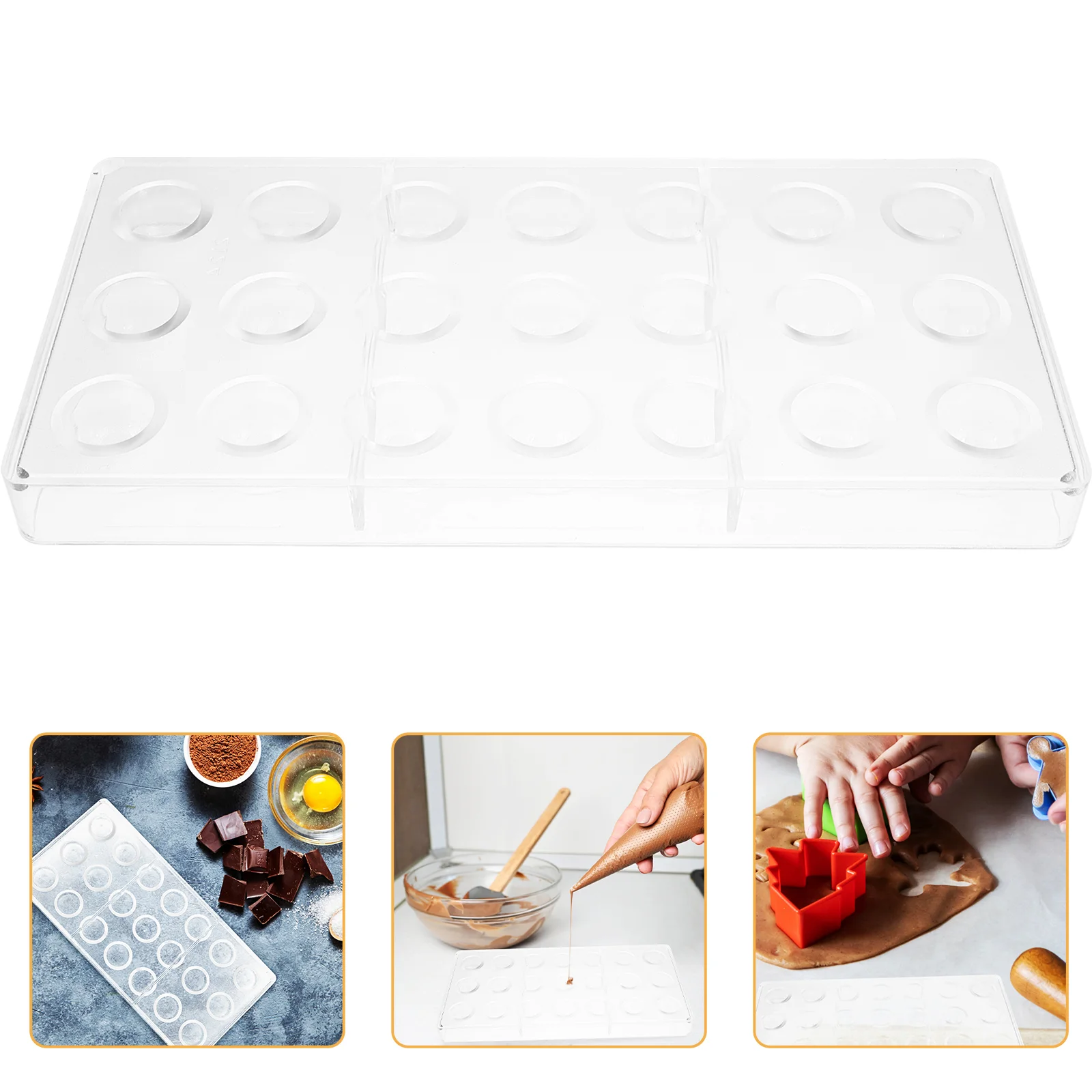 

Plastic Chocolate Mold 21 Cavity Semi Sphere Chocolate Making Mould Clear Polycarbonate Candy Tray