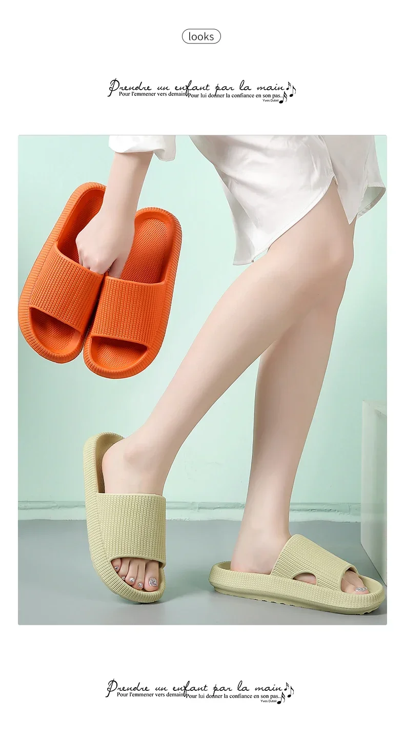 Eva's Simple Men's Slippers For Man Size 45 Poop Slippers. Wearing Soft-Soled Anti-Slip Shoes In Summer. And Women's Slippers