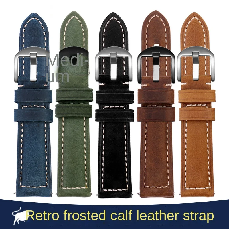 Cinturino Universale In Vera Pelle Da Uomo Per Panerai Mido Citizen Tissot Seiko Casio Cream Horse Skin Watch Band 20Mm 22Mm 24/26Mm