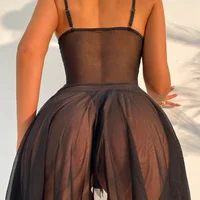 Ensemble de lingerie sexy bleu sans entrejambe pour femme, comprenant un soutien-gorge ajouré en dentelle, un costume érotique, une robe teddy babydoll, un soutien-gorge ouvert à décolleté plongeant en V et un ensemble de sous-vêtements érotiques. 3