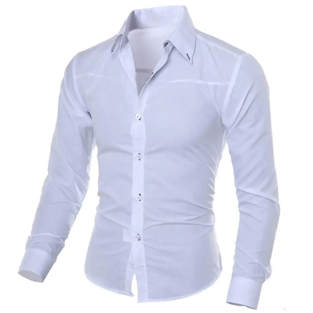 

Best-S 144USD Fashion spring autumn Men Shirts New Arrivals Slim Fit Male Shirt Solid Long Sleeve British Style Of