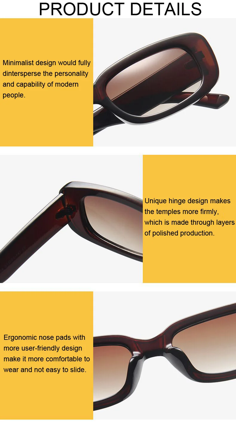 Fyrkantiga solglasögon för män Kvinnor Små rektangulära solglasögon Kvinnliga Gradient Klar Spegel Vintage Urltra-Light Solglasögon_voghion.com