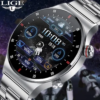 LIGE 블루투스 통화 스마트 워치 스틸 Smartwatch 안드로이드 iOS 피트니스 활동 추적기 NFC 디지털 시계
