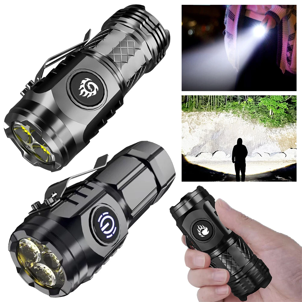 고출력 LED 손전등 토치, 장거리 토치, USB 충전식 컴팩트, 강력한 비상 손전등, 18350 배터리, 20W