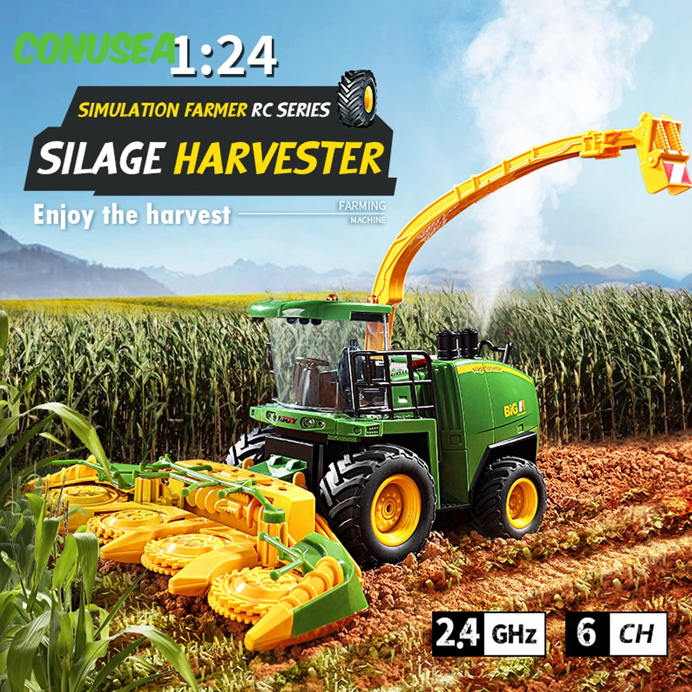 124 Rc Car Farm Tractor Farming Trucks Set 2.4G Remote Control Farmer