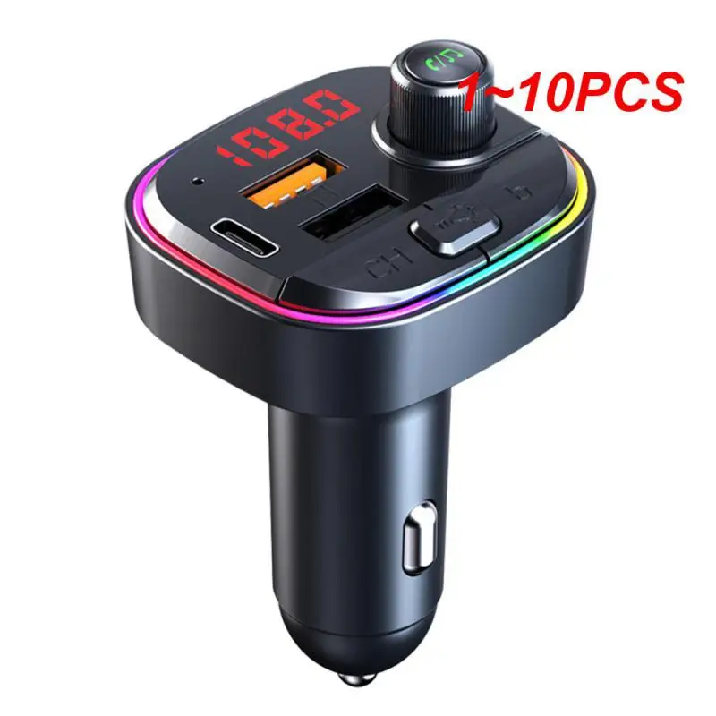 

1~10PCS Hands-free Calling Car Bluetooth 5.0 Fm Transmitter Car Accessories Super Bass Sound Led Displays 3 Ports Dc12v-24v