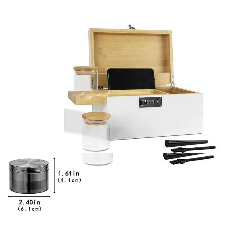 

Large Kit Storage Box New Bamboo Storage Boxswith Lock Movable Tray Tea Cigarettes Operationed Cut Handmade Tobacco Reel Trays