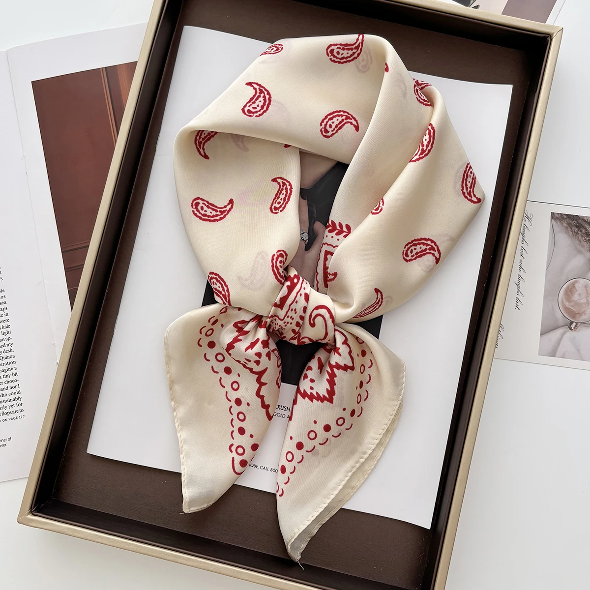 1pc 70*70cm Platz Schal Frauen Luxus Bandana Kopf Mode Dame Haar Schal Wrap Frühling Sommer Weibliche halstuch Hijab – Detail 12