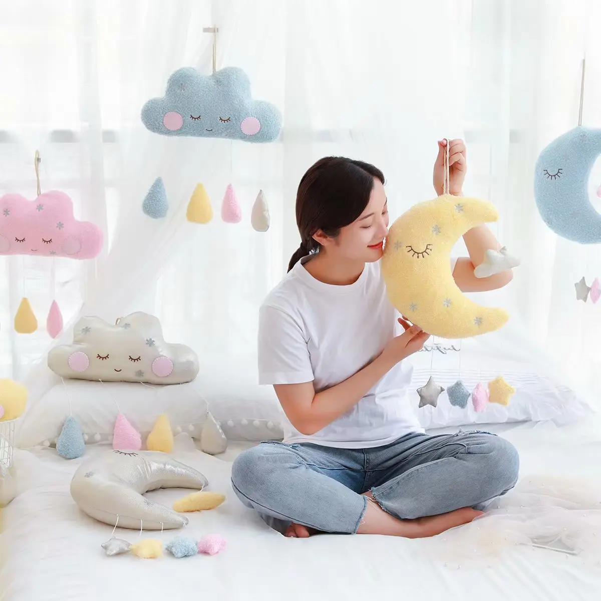 

Plush Toys Cartoon Stars Moon Clouds Creative Pillow Cotton Cute Warm Stuffed Dolls Plush Children's Room Decoration Toys