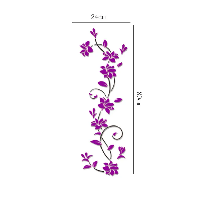 3D Acrylic Rose Flower Wall Stickers Refrigerator Cupboard Kitchen Decal Wallpaper Home Wardrobe Decorative Crystal Wall Sticker
