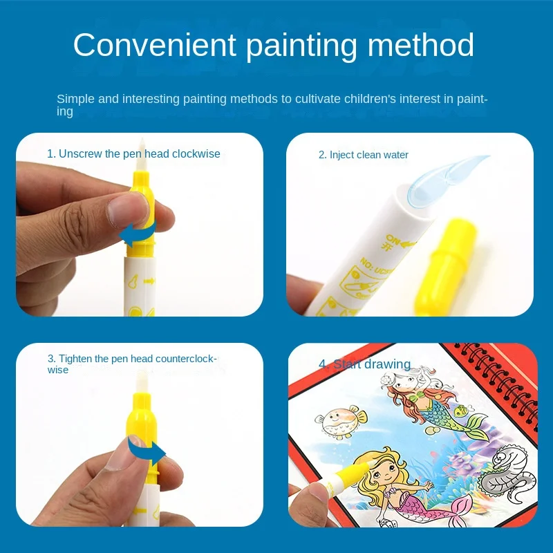 Magic Pen Water Drawing Books Coloring Book for Kids Doodle Painting Board Children Educational Toys Baby Christmas Birthday Gif 4
