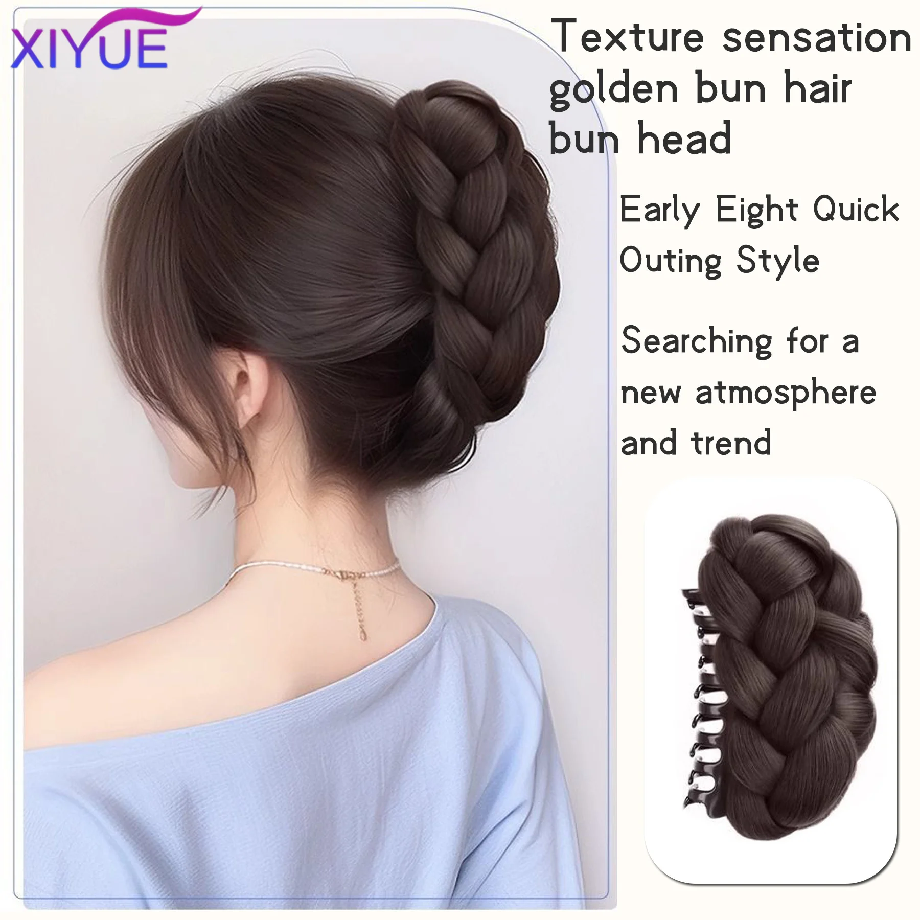 Synthetic Half-tie Double Hair Bun Messy Cat's Ear Hair Bun Low Claw Chignon Wrap Around Hairtail Extension for Women