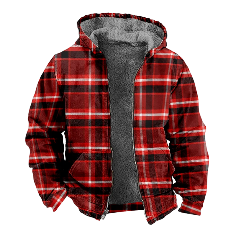New Colorful Stripe Cotton Coat Hooded Sweater Casual Print Men's Fur Loop Arctic Velvet Zipper Patch Pocket Hooded Sweater a08