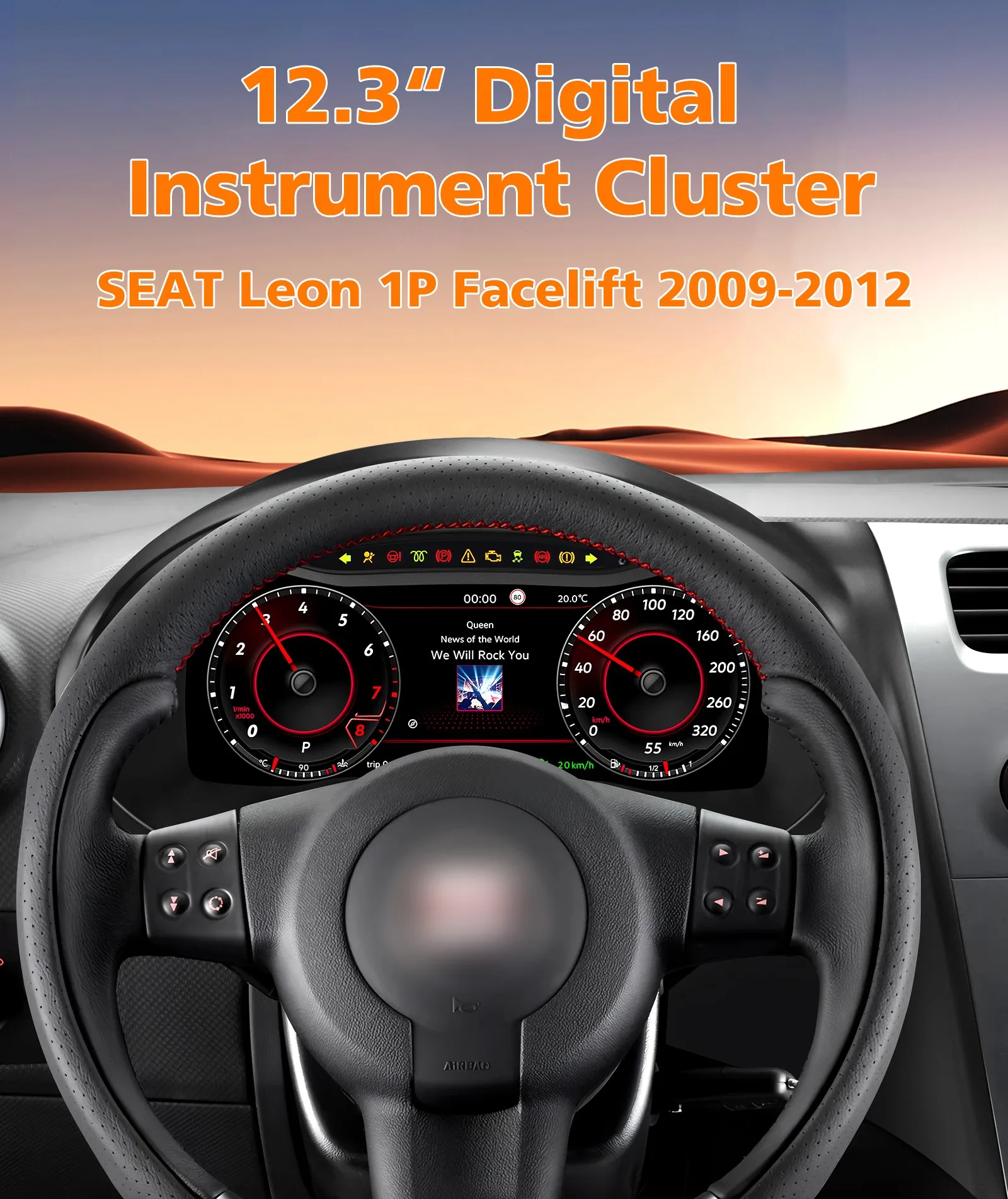 Panel de Instrumentos Digital de 12.3 Pulgadas para Seat Leon 1P Facelift 2009-2012, Cabina Virtual, Velocímetro, Panel de Control, Carplay, Android Auto 1