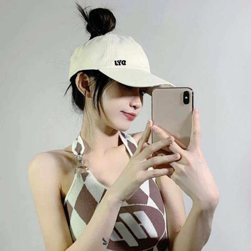 Baseball Cap Sun Hat Summer Women's Empty Top Ponytail Baseball Cap Solid Color Adjustable Outdoor Visor Casual Sports Golf Tour Cap