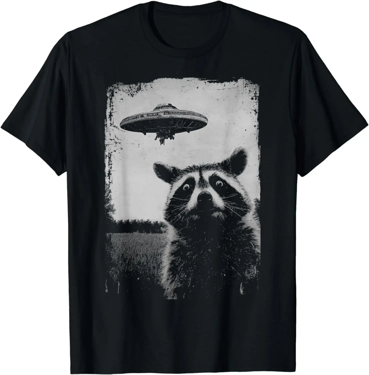 

Funny T-shirts Custom Printed Shirts Men Clothing Tops Tees Weird UFO Raccoon Alien T-Shirt harajuku oversized t shirt