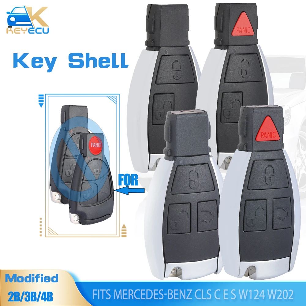 Keyecu Aggiornato Modificato Smart Remote Key Shell Case 2B/3B/4B Fob Per Mercedes-Benz Cls C E S W124 W202