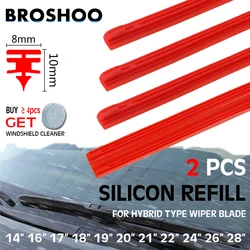 Premium Red Hybrid Wiper Blade with Silica Gel Refill Strips (Set of 2) - 2pcs 21 inch