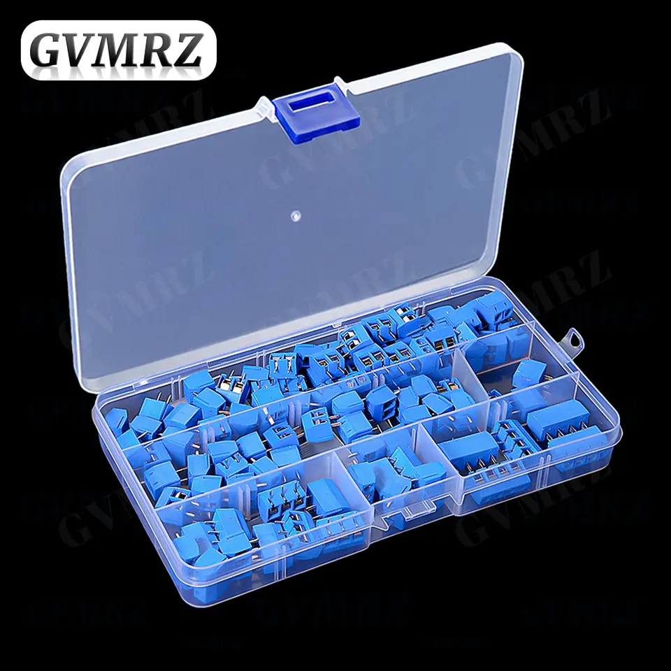 100PCS PCB Screw Terminal Block Connector KF301 Pitch 5.0MM 2P 3P 4P Splicable Kit Box KF301-2 Blue KF301-2P KF301-3P KF-301 image 2
