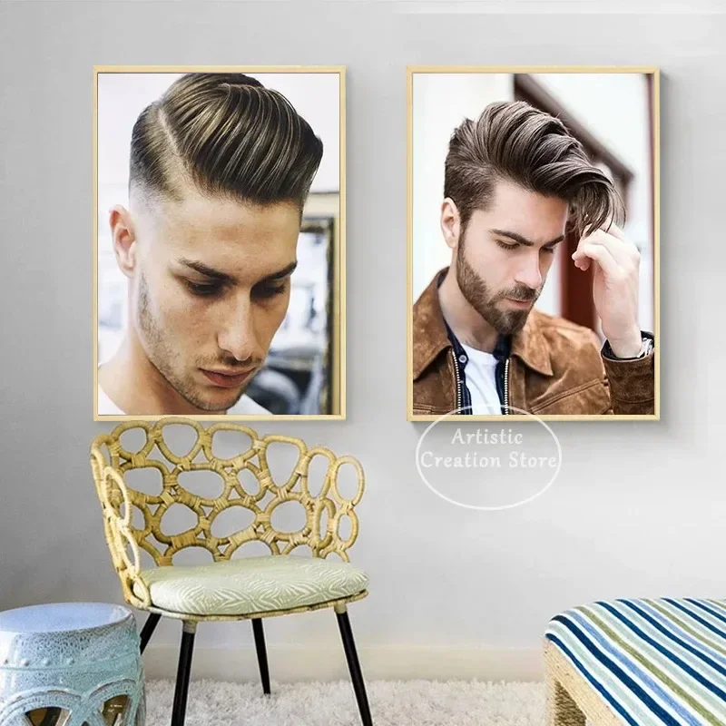 Pittura su tela Uomini Modelli di acconciatura Poster Capelli Parrucchiere Arte Parrucchiere Barbiere Stampe d'arte da parete Immagine Salon Decor - immagine 3