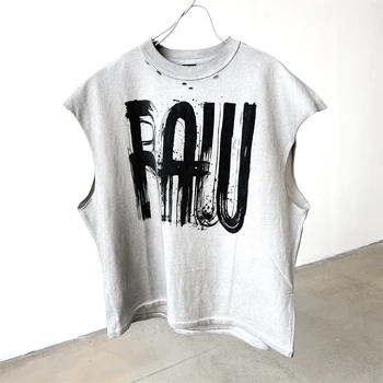 Washed Saint RAW Sleeveless Sleeve Cut T-Shirt Men Women Best Quality Tops Tee T Shirt 1
