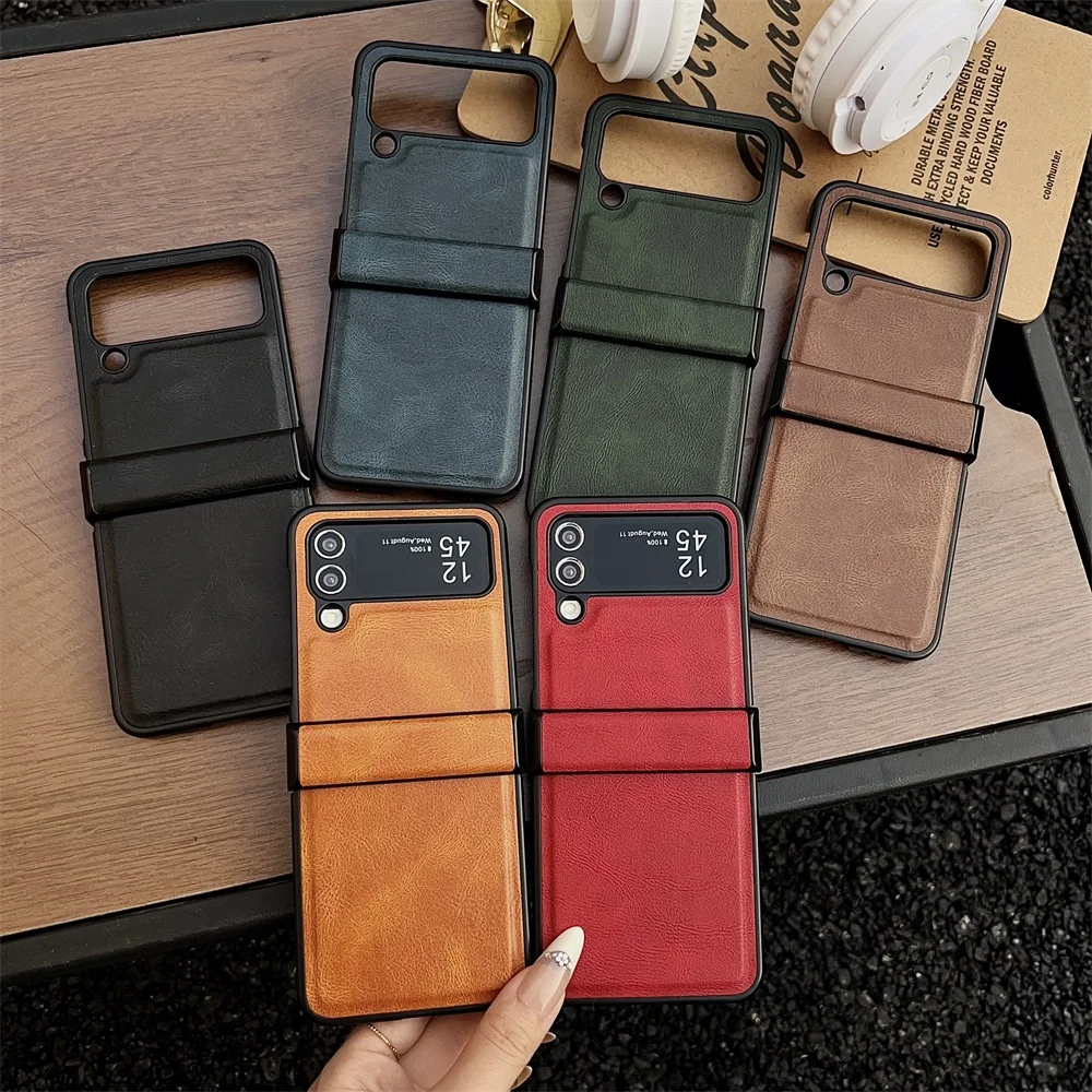 Luxury Calfskin PU Leather Foldable Phone Case with Lens Protection and Matte Shockproof Design