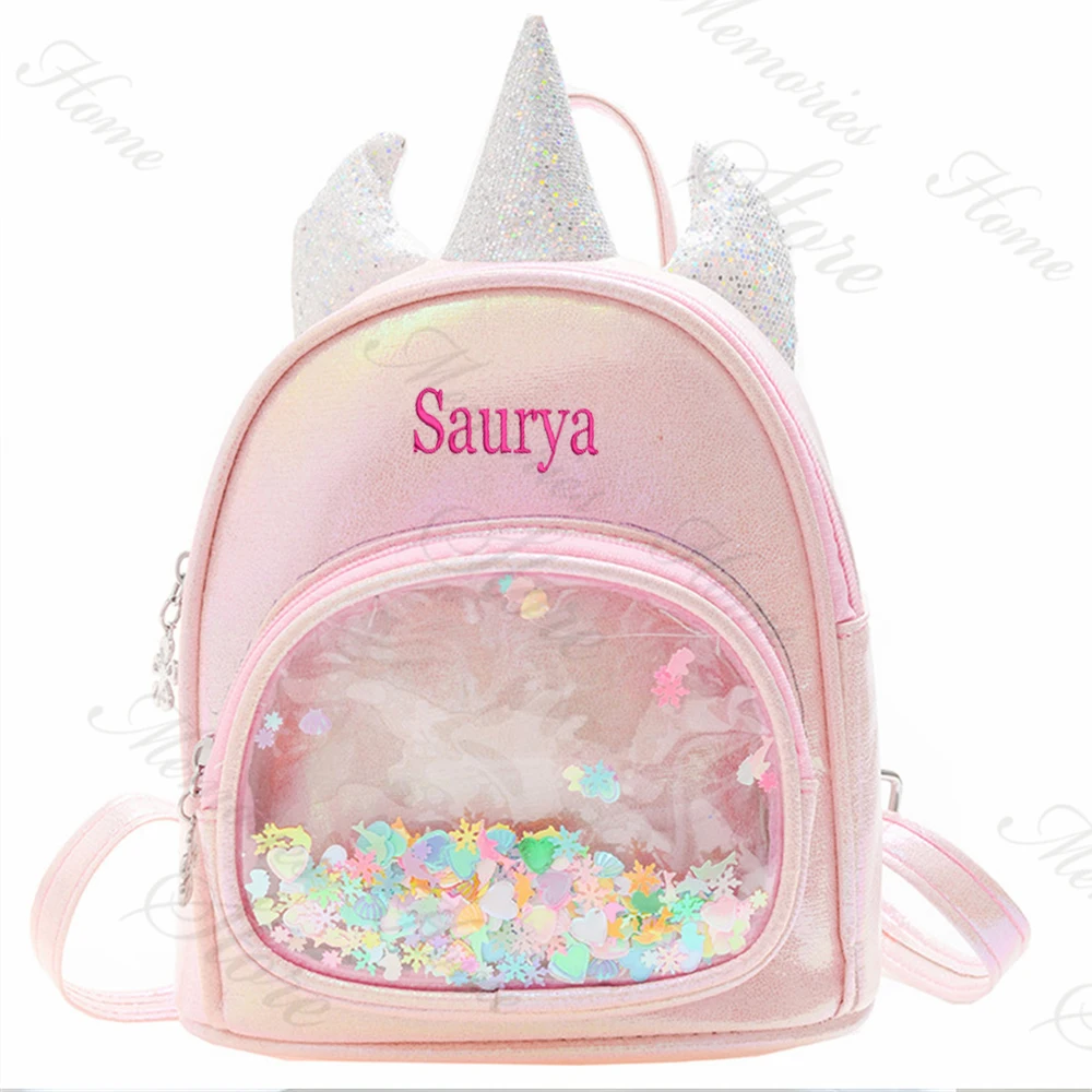 Personalized Kindergarten Backpacks Cute Unicorn Children's Small Schoolbag Baby Birthday Gift Backpack with Name for Going Out 2