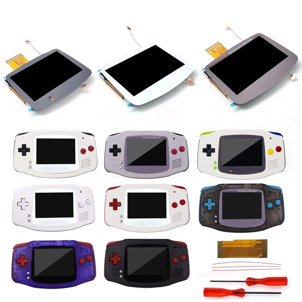 Tela de Brilho Alto para Gameboy Advance Housing Shell Lcd Gba Ips Pré-laminado Drop-in v5 Novo 2023