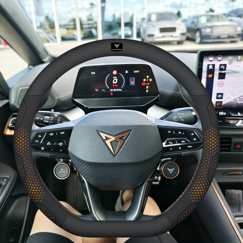 Car Breathable Anti-Slip Suede Leather Steering Wheel Cover For Cupra Formentor Terramar Tavascan Ateca Born Leon ST IBIZA Raval
