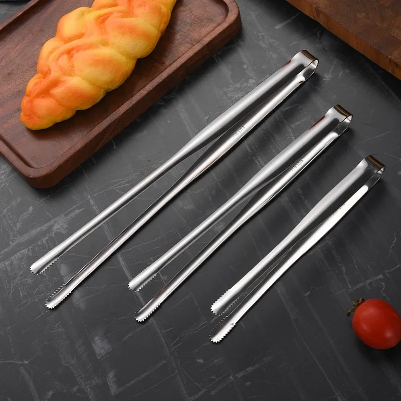 304 Stainless Steel Food Tongs Korean Barbecue Grill Meat Salad Bread Toast Clip Ice Tong