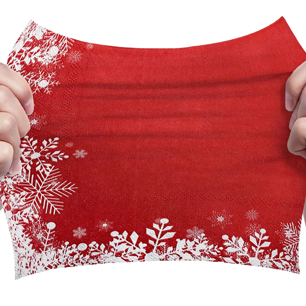 Paper Napkins 20 Sheets Winter Christmas Napkins Red Decorations Paper Holiday Bathroom Hand Towels