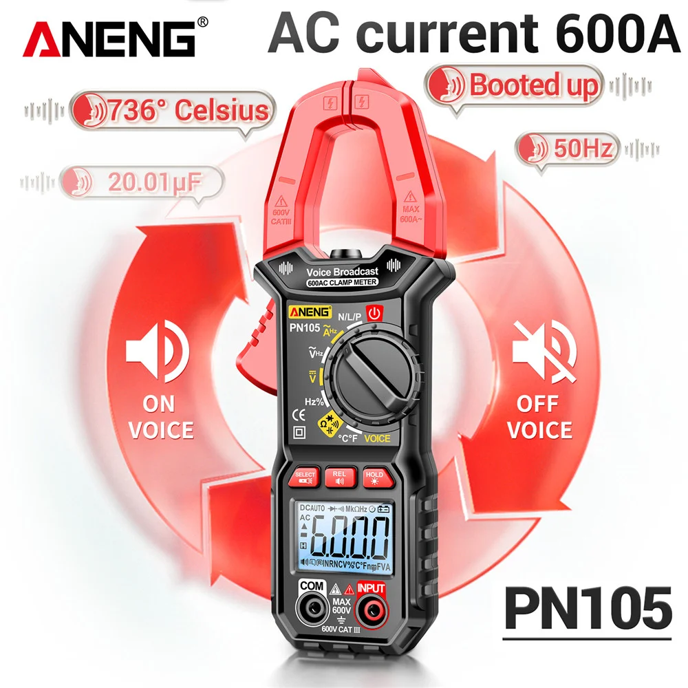 ANENG PN105 CAT III  ̽ Ŭ , 600A   , NCV Ƽ, 34mm   ׽ 