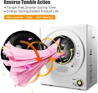 Electric Portable Clothes Stainless Steel Tub Laundry Dryer, for 4 Automatic Drying Mode, White 2