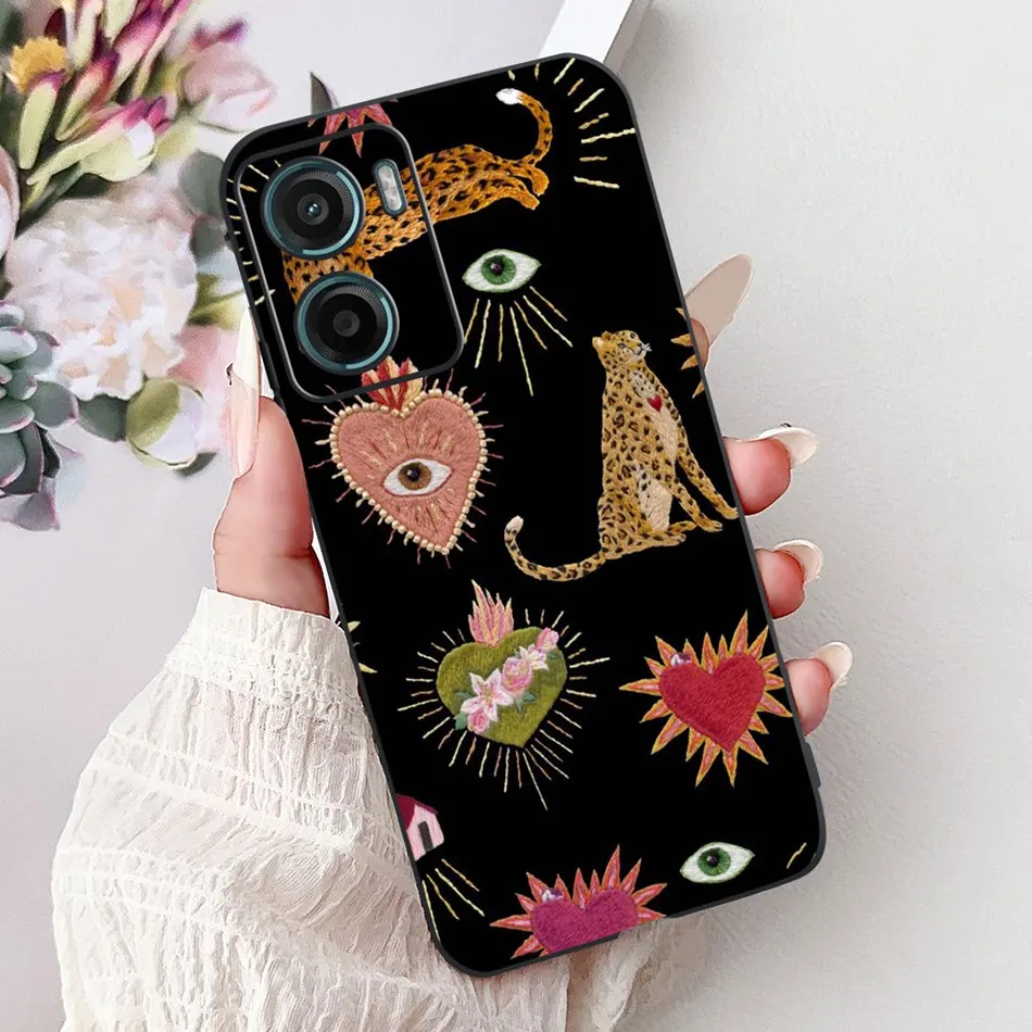Floral Butterfly Black Silicone Soft Lightweight Phone Case